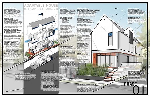 Greg Tamborino's winning affordable housing proposal can be subdivided into multiple units. Image courtesy of Disruptive Design.