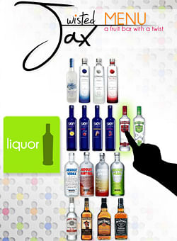 Twisted Jax Touch Screen Menu Close Up: Liquor Menu: Adobe Photoshop.