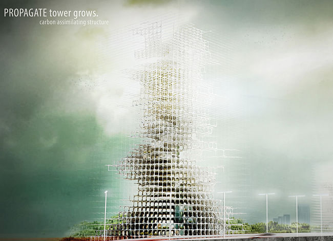 Third Place. Propagate Skyscraper: Carbon Dioxide Structure. YuHao Liu, Rui Wu (Canada)