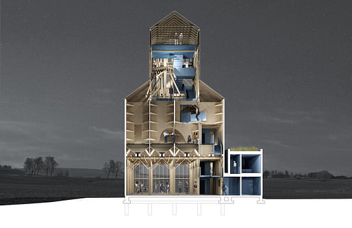 Cross section of the new interior communal spaces and flooring system. Credit: LA DALLMAN