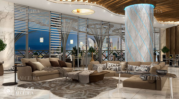 Living room design in luxury penthouse