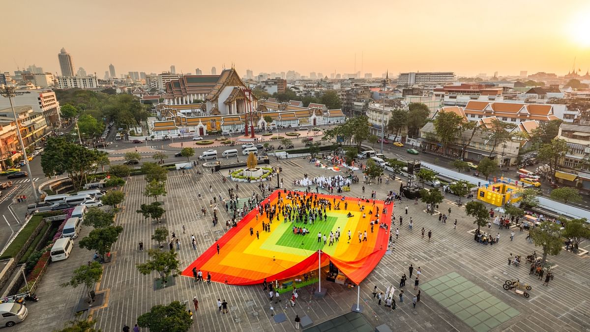 MVRDV uses 500 recycled plastic mats to create Bangkok Design Week installation