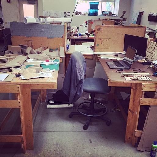 Woodbury University student design studio desk, 2014. Image courtesy of the author.