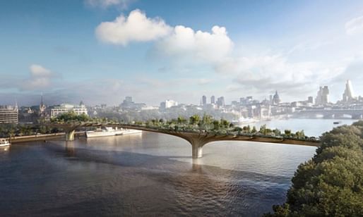 The hanging gardens of new Babylon … Thomas Heatherwick’s proposed Thames bridge. (The Guardian; Photograph: Arup)