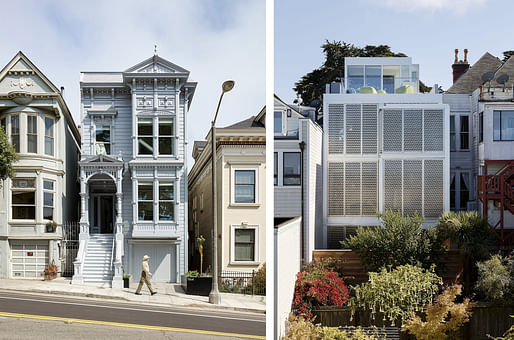Front and back elevations of Alamo Square Residence, by Jensen Architects