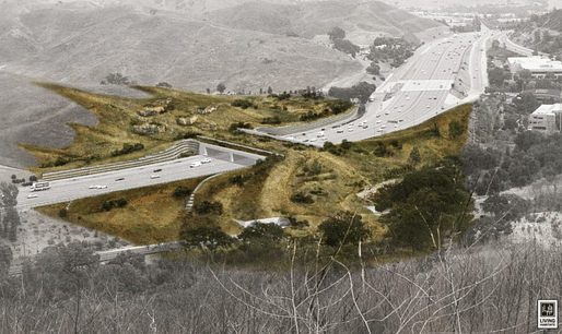 Rendering of the proposed 101 Freeway crossing in Agoura Hills. Image: National Wildlife Federation/Living Habitats.