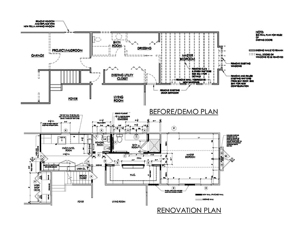 HOUSTON - Mud Room/Master Bath renovation Plan Before & After