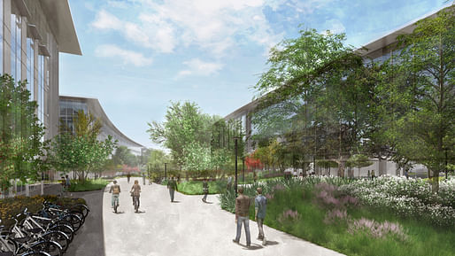 Rendering of Apple's future <a href="https://archinect.com/news/article/150171984/apple-begins-construction-on-1-billion-campus-in-austin">Austin, TX campus</a> which is currently under construction. Image courtesy of Apple.