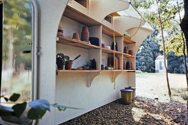 outdoor storage built into the north wall.