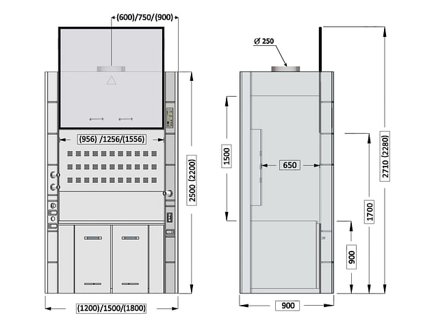 Fume Hood with Dimensions