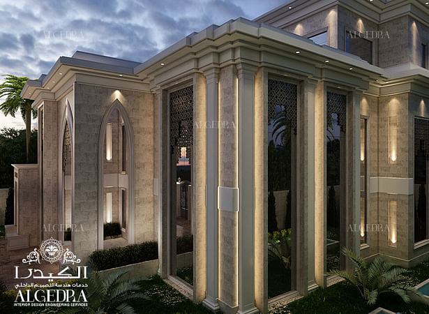 Modern Islamic style villa elevation design