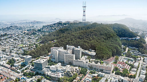 An aerial view of UCSF's Parnassus Heights campus. Photo: USCF/Courtesy Snøhetta