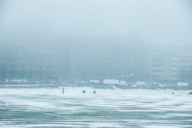 Ice fishing in the fog - Helsinki