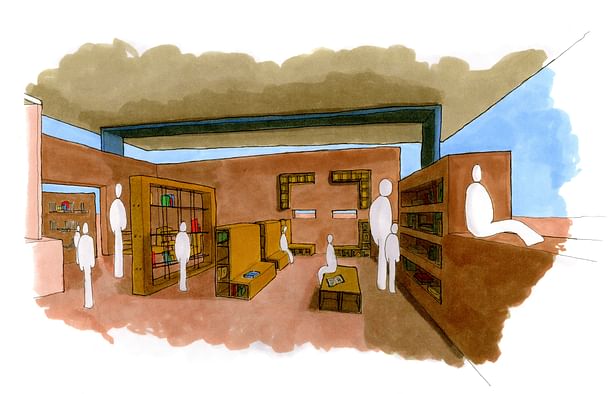 Perspective of my library design for the school
