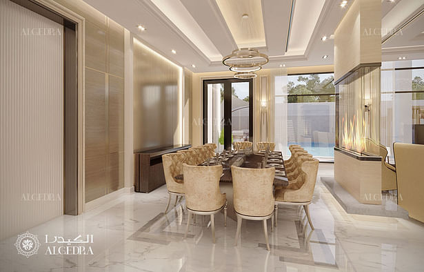 Dining area design in luxury villa