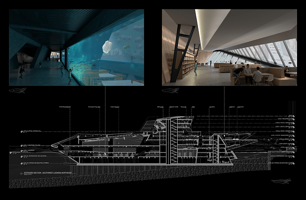 Longitudinal Section and Interior rendering