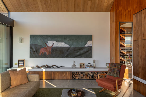 Ben Hudson Architects - Gallery House - living area joinery designed to frame the art