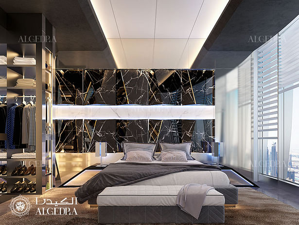 Bedroom design in penthouse