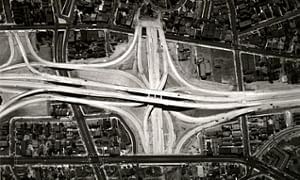 The Four Level was the first interchange of its kind when it opened in 1953. Photograph: Caltrans. Image via theguardian.com.