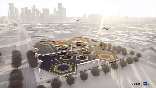 The Beck Group's proposal for a flying taxi port for Uber. Image credit: The Beck Group/Uber