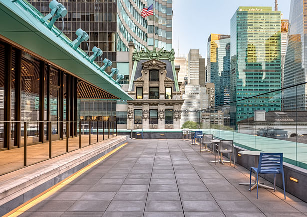 It is Manhattan’s only free, publicly-accessible roof terrace and offers staggering Midtown views, including across Fifth Avenue to the Stephen A. Schwarzman Building and surrounding skyscrapers. Image copyright by Max Touhey