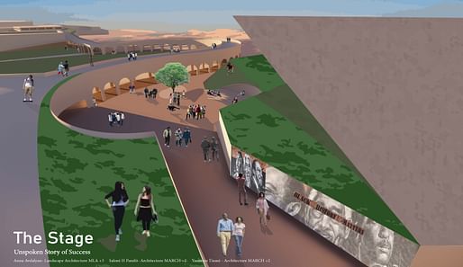 Design Through the Justice and Equity Lens Award winner 'The Stage' by Saloni Pandit, Anna Avdalyan, and Yasmeen Tizani. Image courtesy of USC School of Architecture.