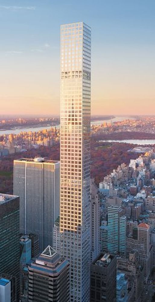 Rendering of the Rafael Viñoly-designed 432 Park Avenue condominium tower, now New York City's second tallest building. (Image: dBox/CIM Group/Macklowe Properties; via nybooks.com)