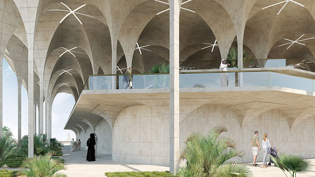 Inside the shaded terraces achieved through setbacks