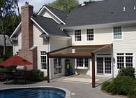 Private Residence Landscape, Pool and Patio Application, Northern NJ - Gennius L1 Model, Retractable Pergola Awning with Integrated Solar Shade