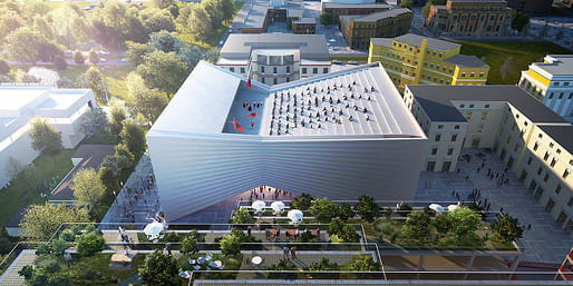 Tirana Theatre and Masterplan aerial. Image by BIG | Bjarke Ingels Group.