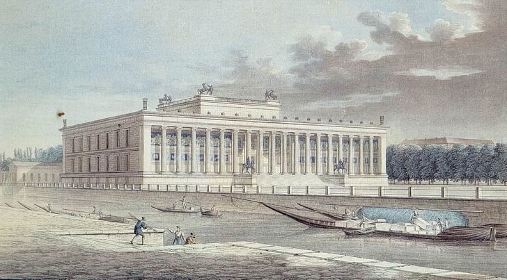 An engraving the Altes Museum by Friedrich Alexander Thiele, ca. 1830. Via: Wikipedia