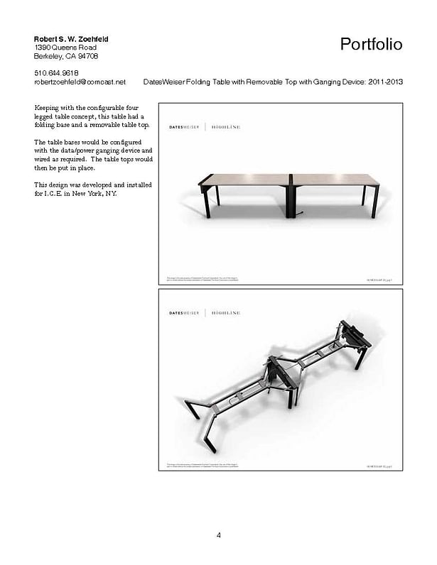 Folding Table Base with Removable Top