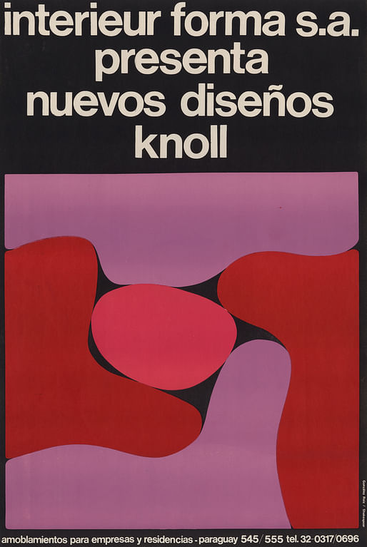 Guillermo González Ruiz (Argentine, born 1937), Roland Shakespear (Argentine, born 1941). Nuevos Diseños Knoll (New Designs from Knoll). C.1970. Lithograph. Image courtesy of MoMA