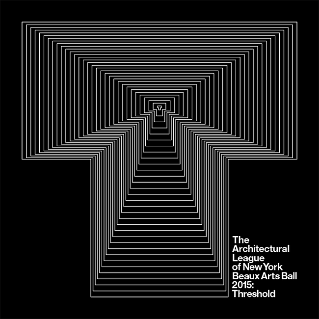 Tickets are on sale now for the Architectural League of New York's Beaux Arts Ball 2015: THRESHOLD. Graphic design by Pentagram.