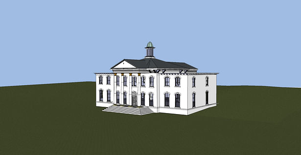 Perspective Image of Scketchup Model - Original Mansion Entrance