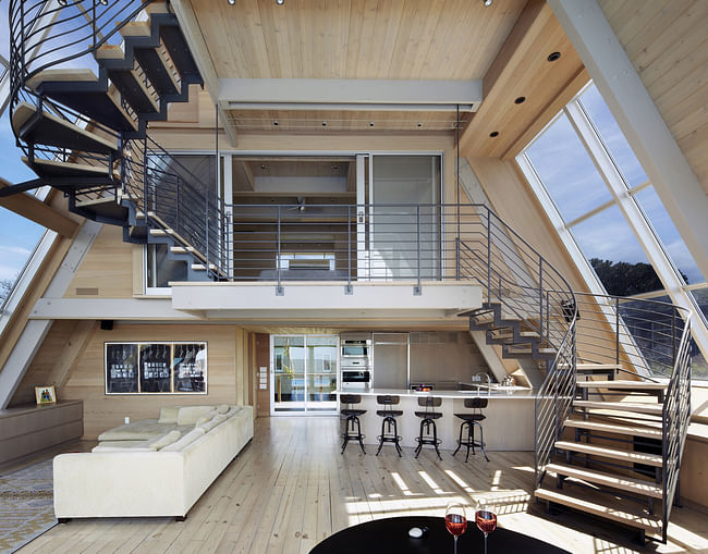 A-Frame Re-Think in Fire Island Pines, NY by Bromley Caldari Architects; Photo- Mikiko Kikuyama