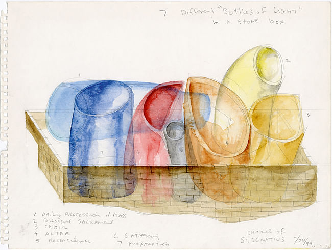 School of Art and Art History, University of Iowa, Iowa City, Iowa, 1999-2006; concept watercolor. © Steven Holl Architects. Reprinted from Steven Holl (Phaidon, 2015). 