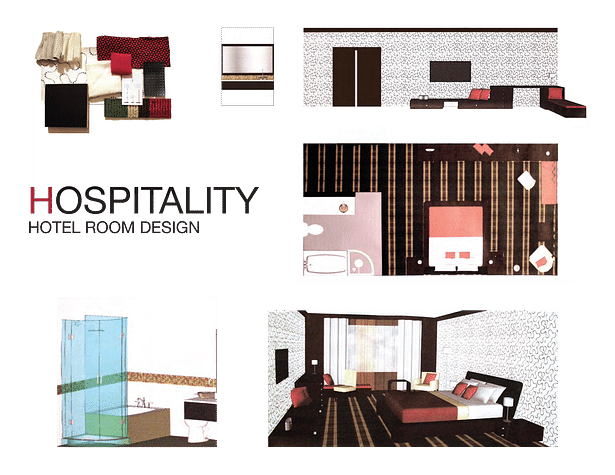 Hotel room (SketchUp, AutoCAD, actual samples of material and finish)