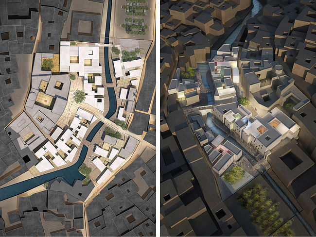 Acknowledgement Prize: Urban precinct reconstruction and rehabilitation, Fez, Morocco by mossessian & partners, United Kingdom in collaboration with Yassir Khalil Studio, Morocco: Site plan and aerial view.
