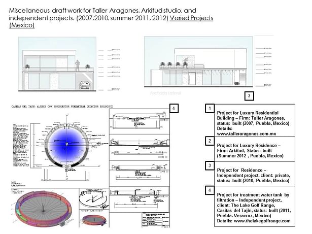 Miscellaneous draft work for: Taller Aragones/Arkitud studio and independent projects