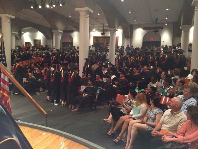 Students turn their backs on President Jamshed Bharucha at the 2015 Commencement Ceremony. Image via Free Cooper Union's Facebook page.