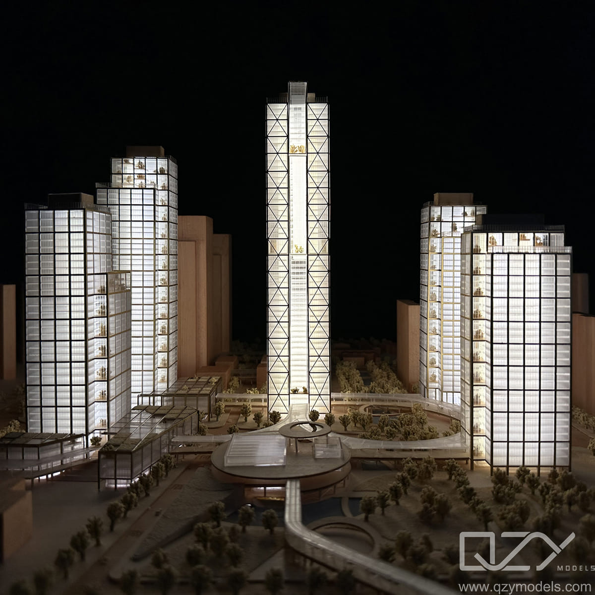 Office Building Model Project in Xiamen Wetland Park | QZY Models ...