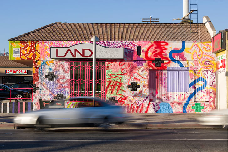 LAND's headquarters in Hollywood with the mural by Sarah Cain. Credit: LAND