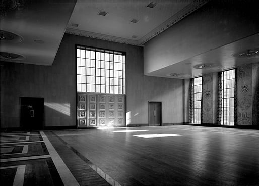Interior view of the Henry Florence Memorial Hall, Royal Institute of British Architects, 66 Portland Place, London. Photographer: Dell & Wainwright, 1934. Architectural Press Archive/RIBA Collections 