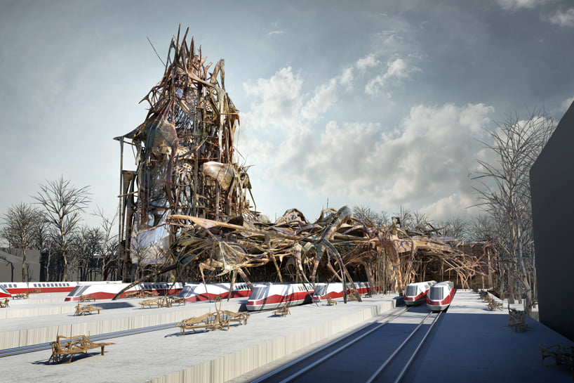 Super-freaky train station design looks like a spider laying eggs ...
