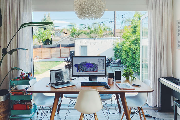 Dining room converted to home office. Photo courtesy of Alvin Huang. 