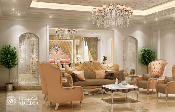 Master bedroom in luxury classic style villa