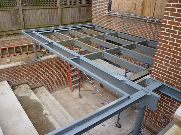 New deck framing and cellar terrace