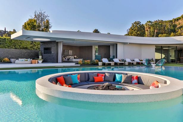 In-Pool Seating with View of Master Bedroom