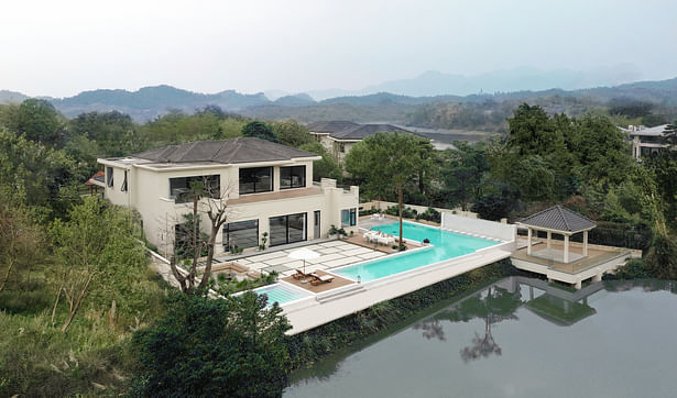 Aerial view of the courtyard